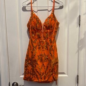 Orange Sequin Dress